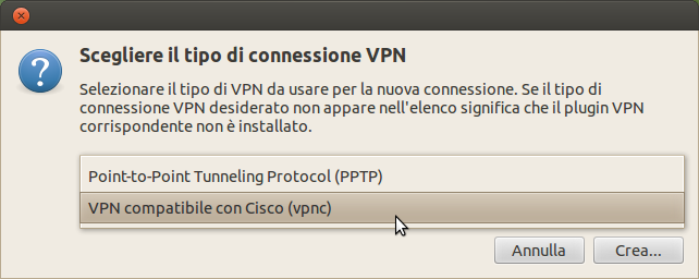 Network manager - tipo VPN