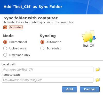 CloudMe add folder